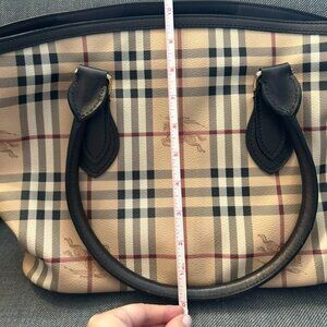 Burberry Vintage Check Tote Bag with Leather Trim